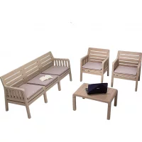Ürün: Sandalie Lara 3+1+1+S Minderli Cappuccino Bahçe ve Balkon Takımı