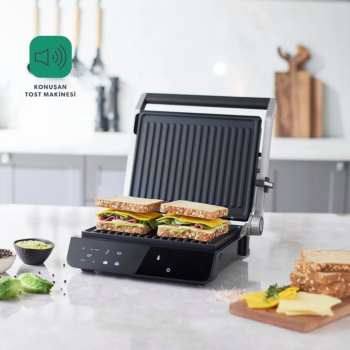 Homend Grilliant 1343H 2000 W Konuşan Tost Makinesi