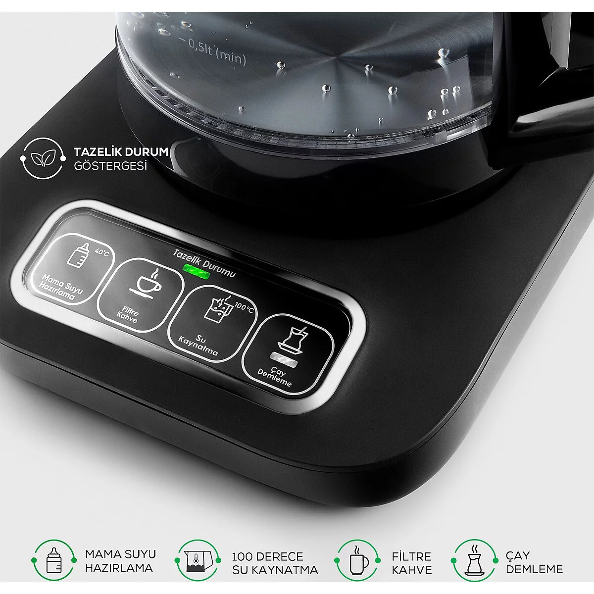 Karaca Çaysever Robotea Pro Connect 4in1 2500 W Konuşan Cam Çay Makinesi