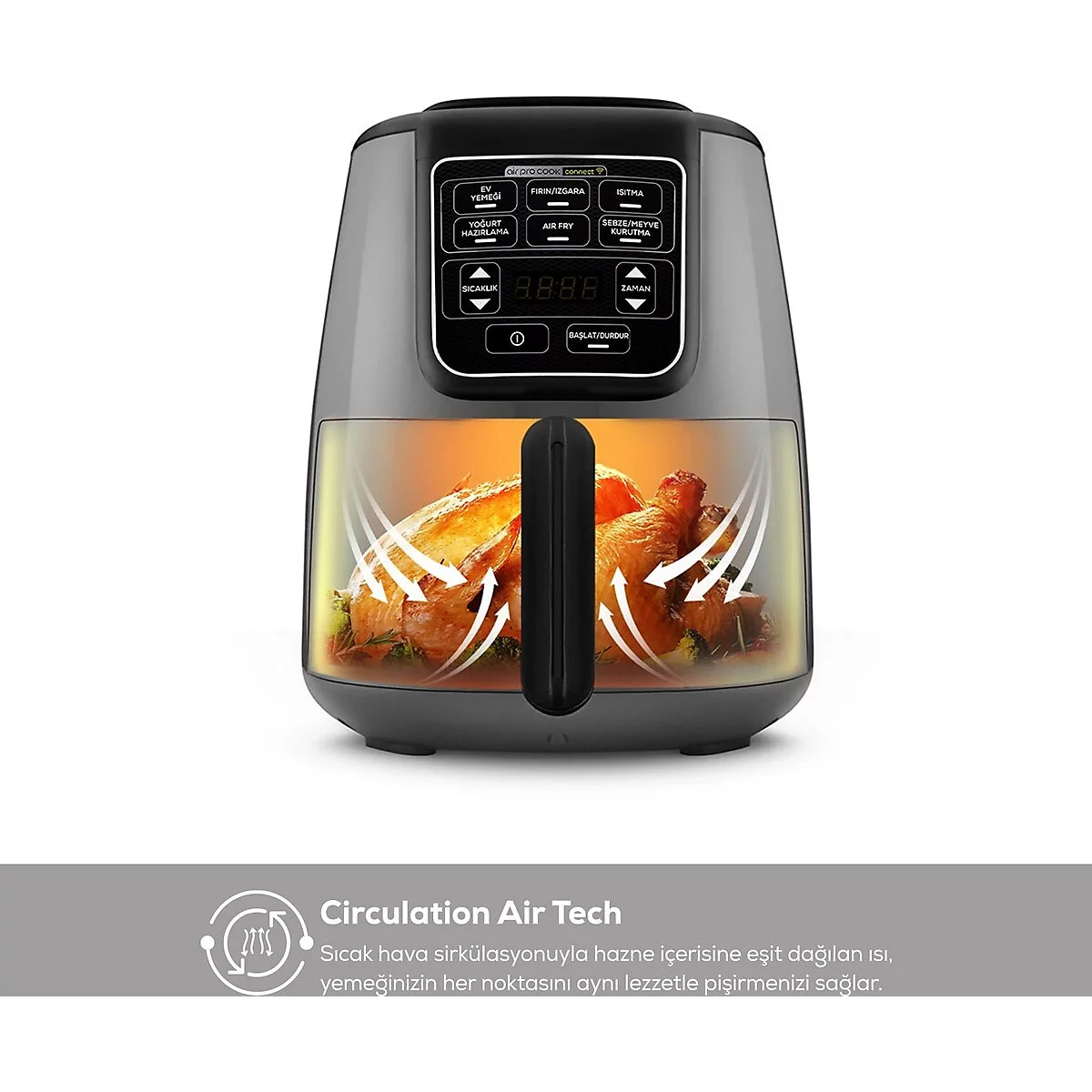 Karaca Connect Air Pro Cook XL 2in1 Airfryer 4 lt Yağsız Fritöz