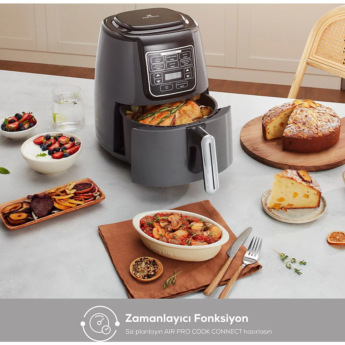 Karaca Connect Air Pro Cook XL 2in1 Airfryer 4 lt Yağsız Fritöz
