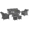 Evdemo Deniz Rattan Puflu 3+1+1 Bahçe Balkon Takımı