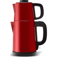 Ürün: Karaca Tea Break Rudolph Red 1650 W Çelik Demlikli Çay Makinesi
