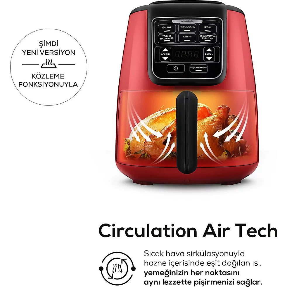Karaca Air Pro Cook Köz XL Airfryer 4 lt Yağsız Ruby Fritöz